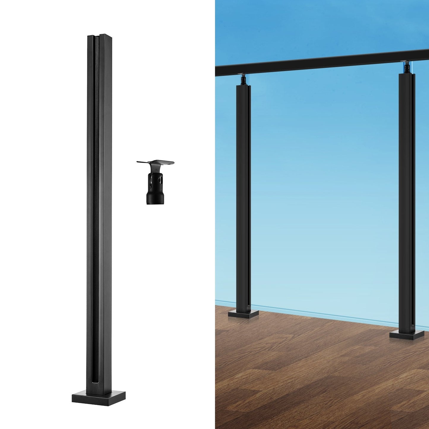 Stainless Steel Glass Railing Bracket, 910mm Height for 10-12mm Thickness Glass