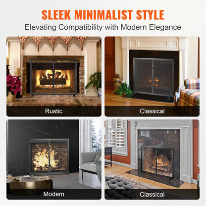 VEVOR Fireplace Screen 1 Panel with Door, Sturdy Iron Mesh Fireplace Screen, 990(L)