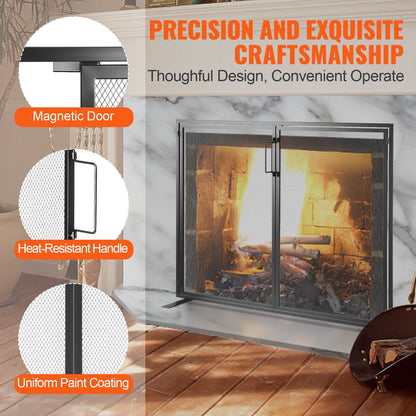 VEVOR Fireplace Screen 1 Panel with Door, Sturdy Iron Mesh Fireplace Screen, 990(L)