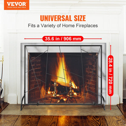 Iron Mesh Fireplace Screen, 0.9 x 0.7 m, Freestanding Fire Guard for Home Decor