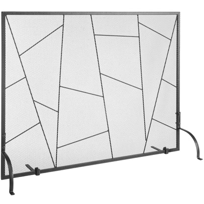 Iron Mesh Fireplace Screen, 0.9 x 0.7 m, Freestanding Fire Guard for Home Decor