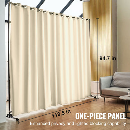 Portable 3x2.4m Room Divider with Wheels, Privacy Screen for Home & Office