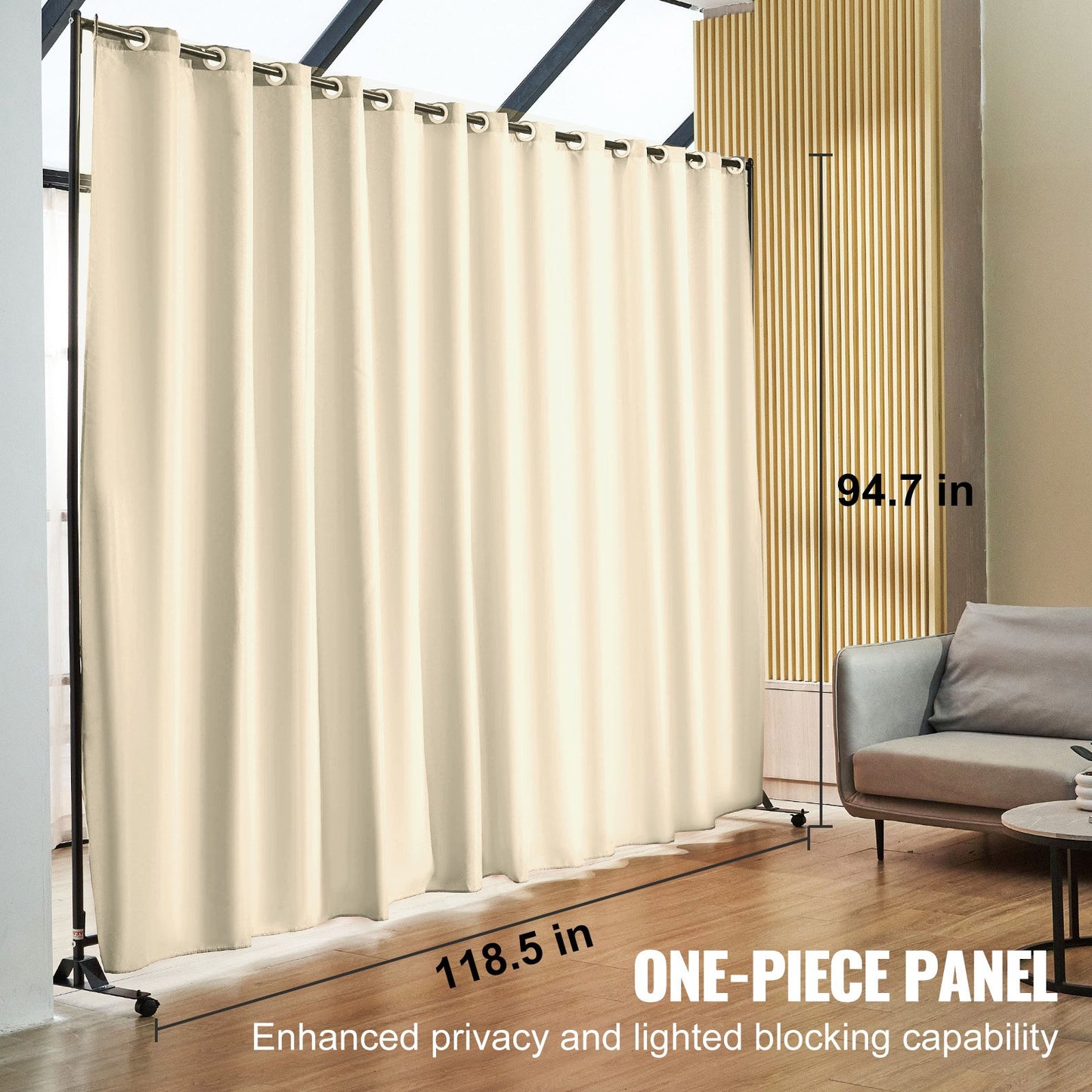 VEVOR Room Divider, 8 ft x 10 ft(96×120inch) Portable Panel Room Divider with Wheels