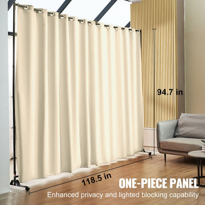 VEVOR Room Divider, 8 ft x 10 ft(96×120inch) Portable Panel Room Divider with Wheels