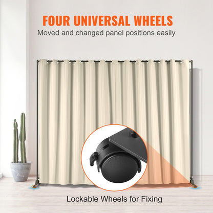 Portable 3x2.4m Room Divider with Wheels, Privacy Screen for Home & Office
