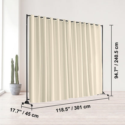VEVOR Room Divider, 8 ft x 10 ft(96×120inch) Portable Panel Room Divider with Wheels