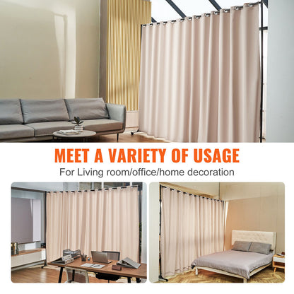 VEVOR Room Divider, 8 ft x 10 ft (96×120inch) Portable Panel Room Divider with Wheels