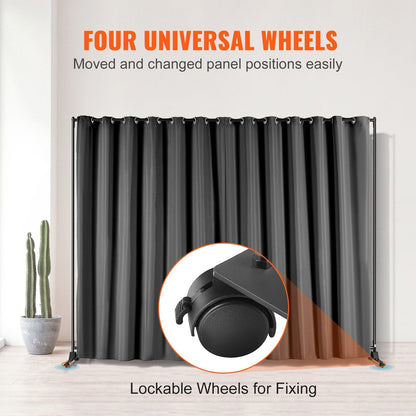 Portable 3x2.4m Room Divider with Wheels for Privacy in Black