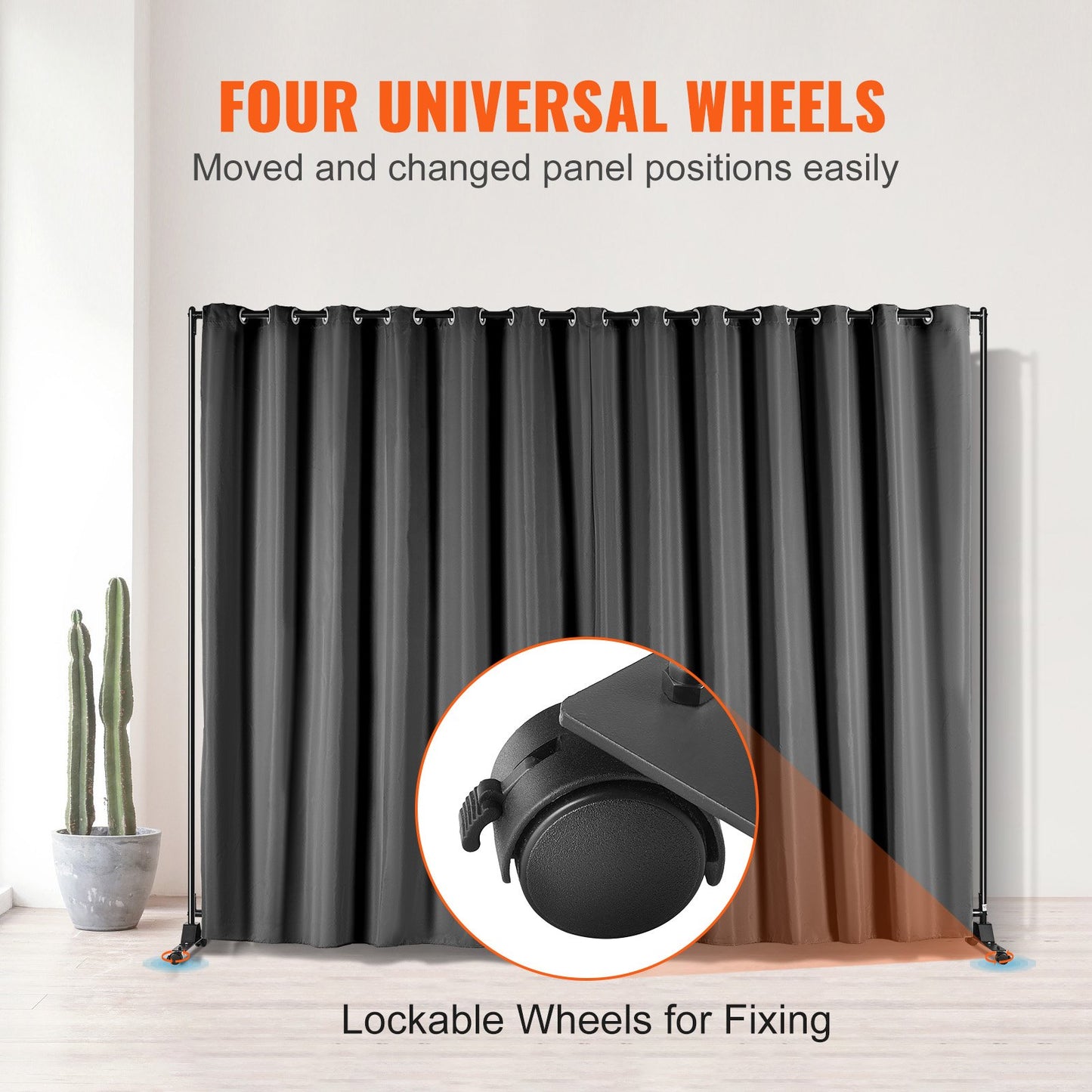 VEVOR Room Divider, 8 ft x 10 ft (96×120inch) Portable Panel Room Divider with Wheels