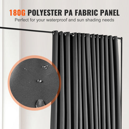 Portable 3x2.4m Room Divider with Wheels for Privacy in Black