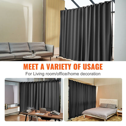Portable 3x2.4m Room Divider with Wheels for Privacy in Black