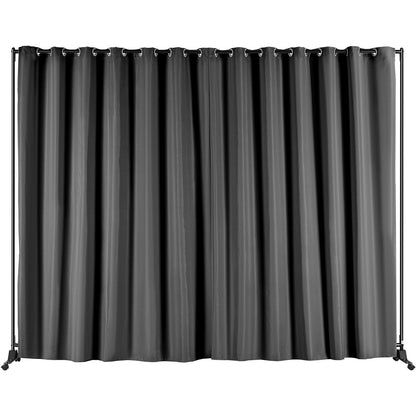Portable 3x2.4m Room Divider with Wheels for Privacy in Black