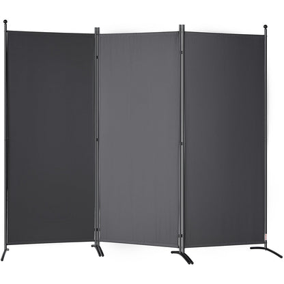 3-Panel Freestanding Room Divider, 2.6x1.8m, Dark Gray Privacy Screen