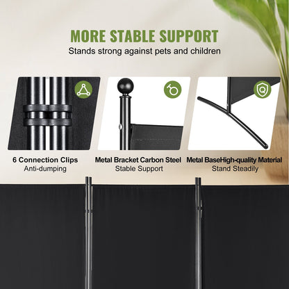 3-Panel Freestanding Room Divider, 2.6x1.8m Privacy Screen for Home & Office