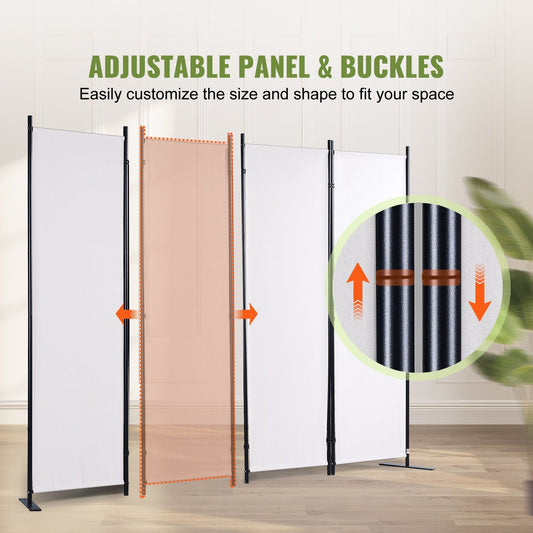 4-Panel Freestanding Room Divider, 2.24m x 1.71m, White Privacy Screen