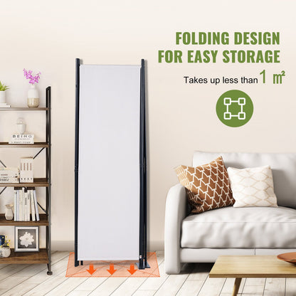 4-Panel Freestanding Room Divider, 2.24m x 1.71m, White Privacy Screen