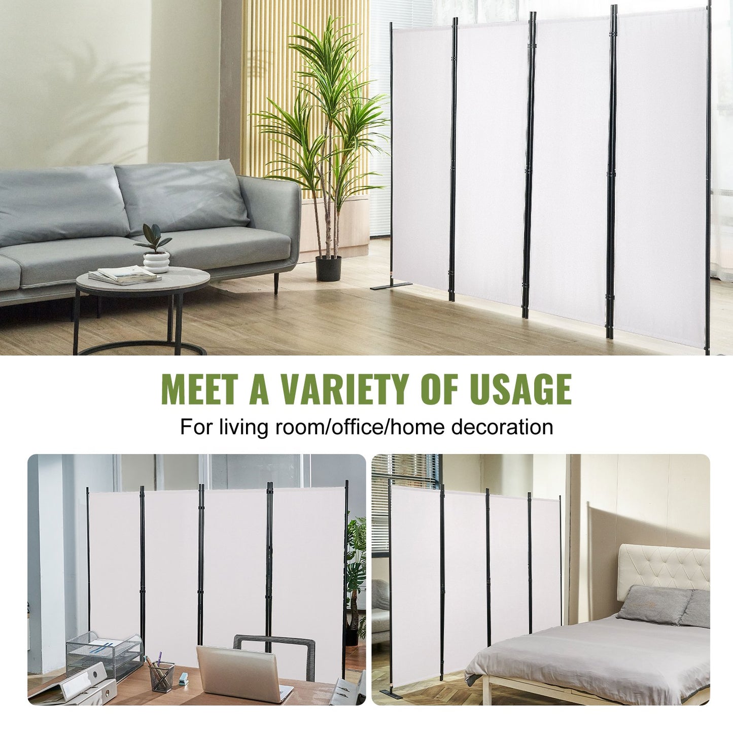 VEVOR Room Divider, 88×67.5inch Room Dividers and Folding Privacy Screens (4-panel),