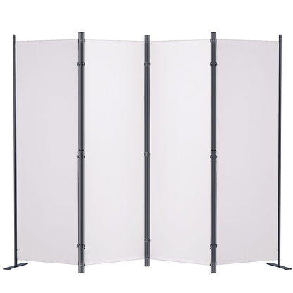 4-Panel Freestanding Room Divider, 2.24m x 1.71m, White Privacy Screen