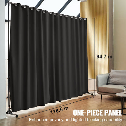 Portable Room Divider with Wheels, 2.4m x 3.0m Privacy Screen for Home & Office