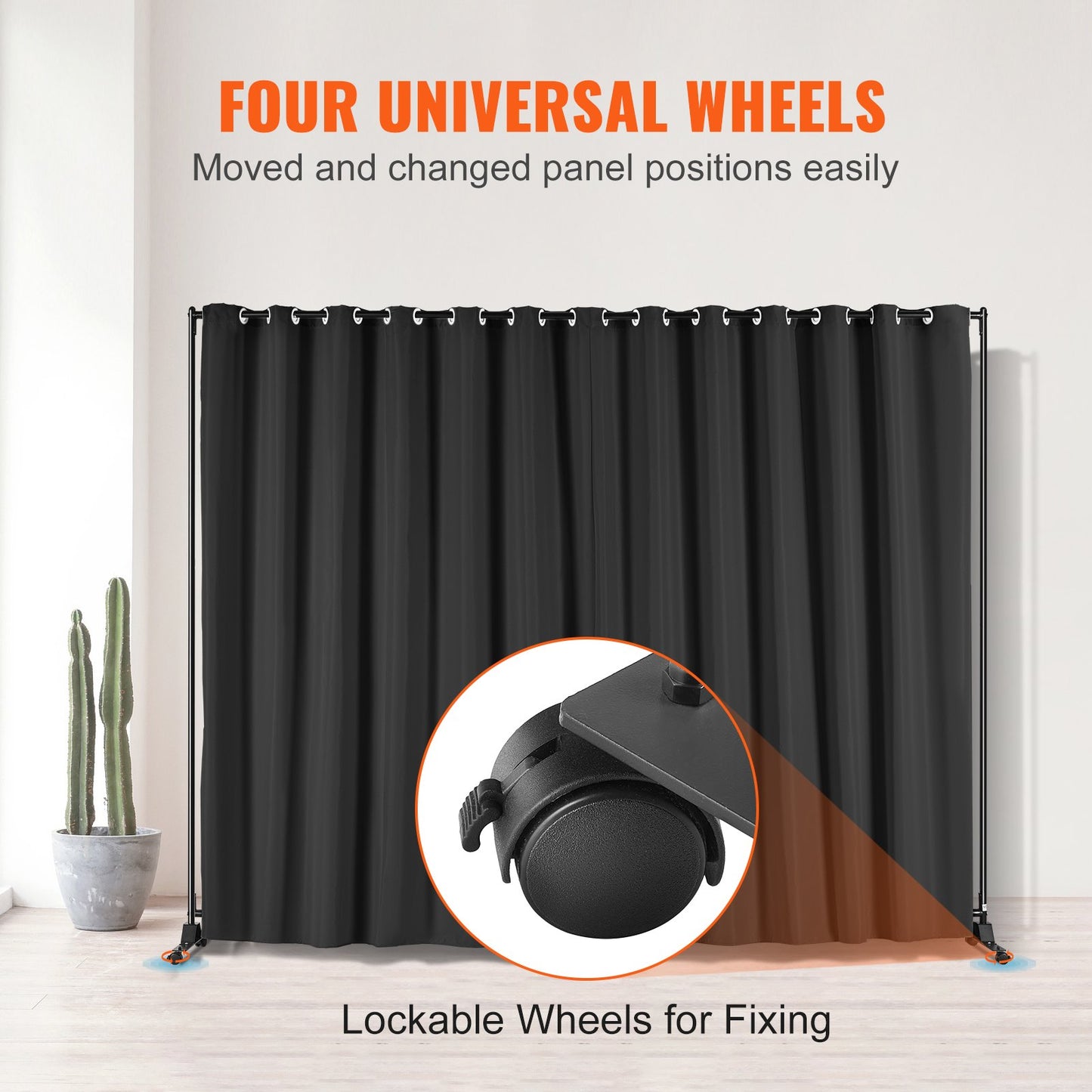 VEVOR Room Divider, 8 ft x 10 ft Portable Panel Room Divider with Wheels Curtain