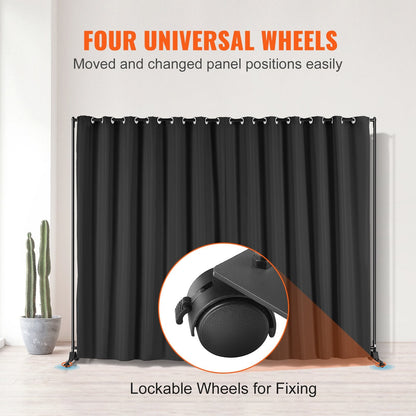 Portable Room Divider with Wheels, 2.4m x 3.0m Privacy Screen for Home & Office