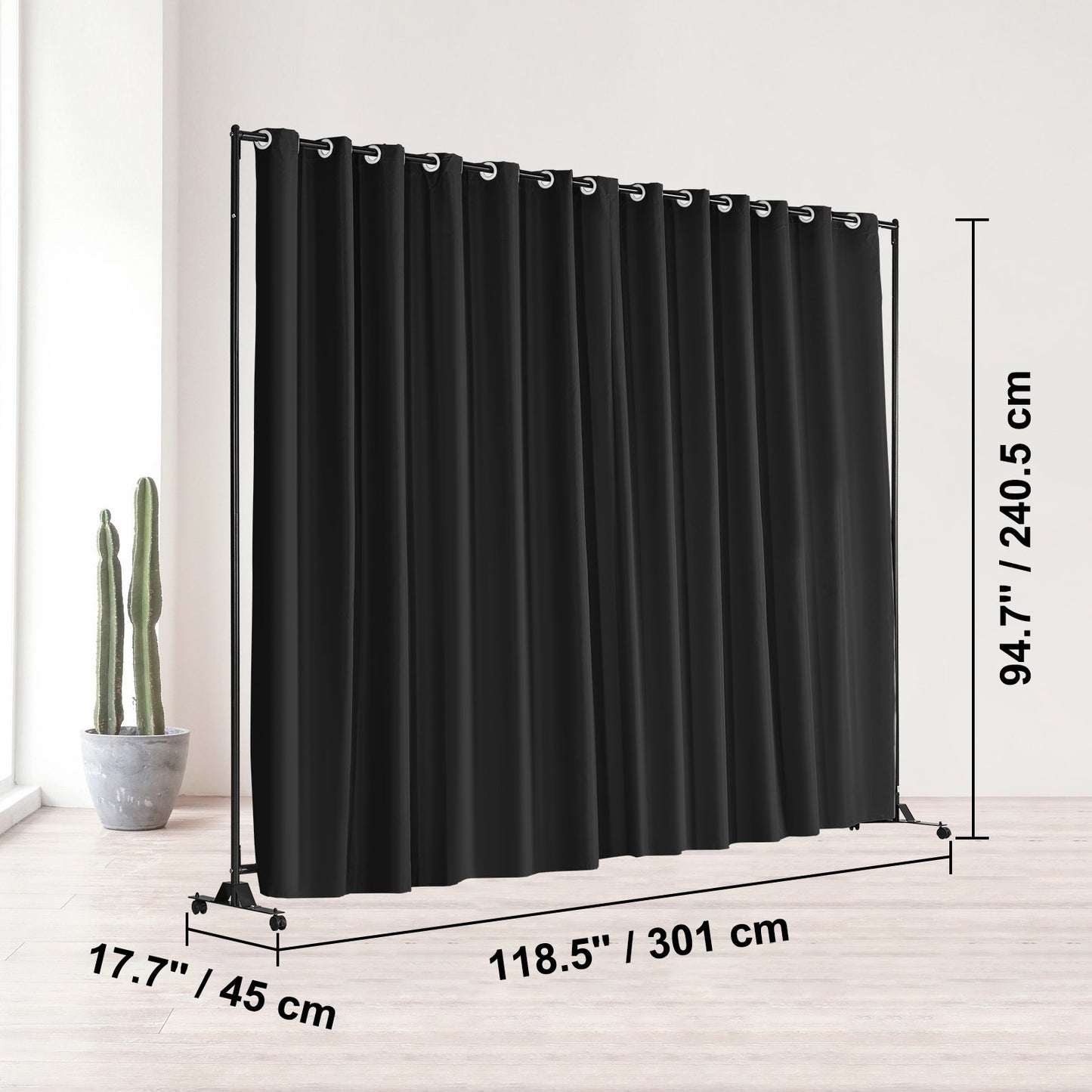 VEVOR Room Divider, 8 ft x 10 ft Portable Panel Room Divider with Wheels Curtain
