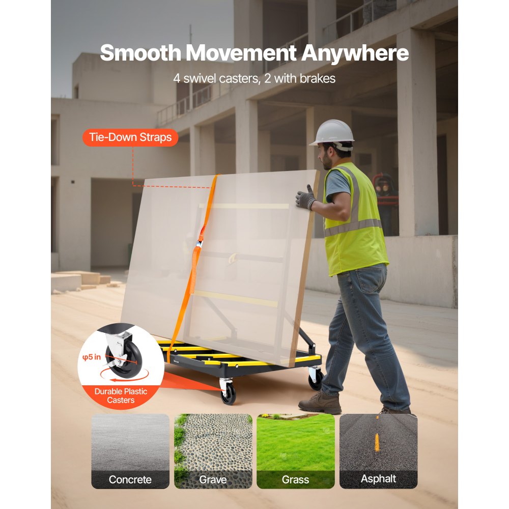 Drywall Cart Dolly 816 kg Load Steel Panel Dolly Handling Plywood