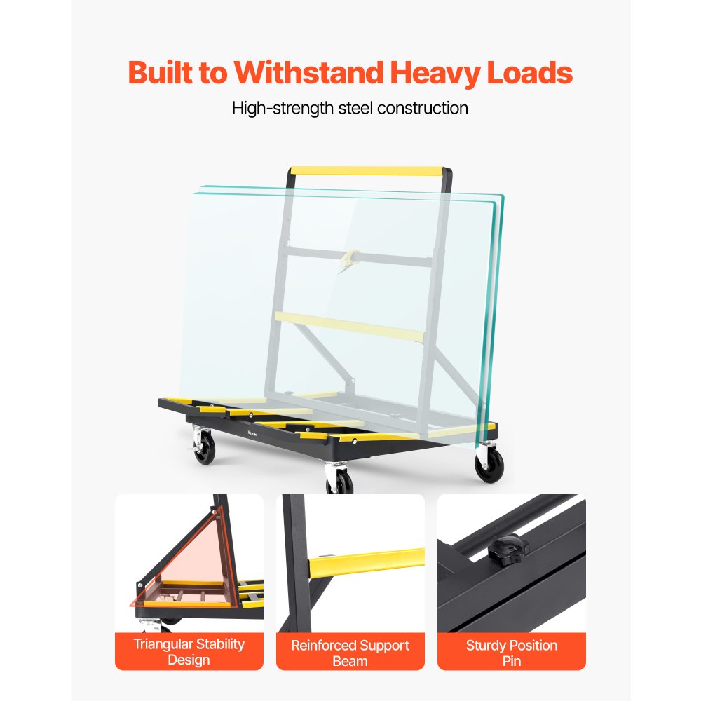 Drywall Cart Dolly 816 kg Load Steel Panel Dolly Handling Plywood