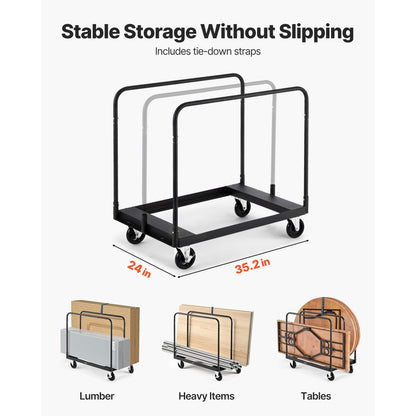 Drywall Cart Dolly 816 kg Steel Panel Truck Cart with 3 Side Handrails