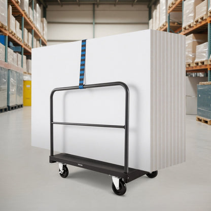 Drywall Cart Dolly, 816 kg Load Capacity, 2-in-1 Steel Panel Truck Cart with 12.5 mm Swivel Casters, 91.4 x 61 cm Platform Truck with 3 Side Handrails for Factory, Warehouse, Garage, Black