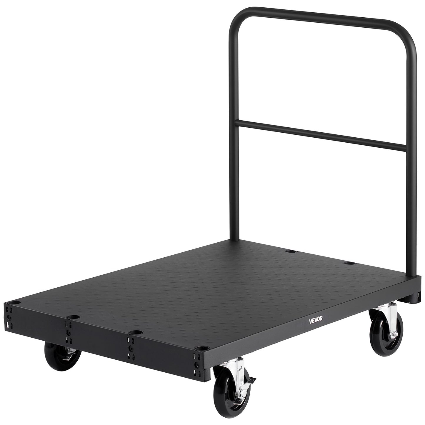 Drywall Cart Dolly, 816 kg Load Capacity, 2-in-1 Steel Panel Truck Cart with 12.5 mm Swivel Casters, 91.4 x 61 cm Platform Truck with 3 Side Handrails for Factory, Warehouse, Garage, Black