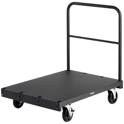 Drywall Cart Dolly, 816 kg Load Capacity, 2-in-1 Steel Panel Truck Cart with 12.5 mm Swivel Casters, 91.4 x 61 cm Platform Truck with 3 Side Handrails for Factory, Warehouse, Garage, Black