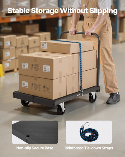 Drywall Cart Dolly, 816 kg Load Capacity, 2-in-1 Steel Panel Truck Cart with 12.5 mm Swivel Casters, 91.4 x 61 cm Platform Truck with 4 Side Handrails for Factory, Warehouse, Garage, Black