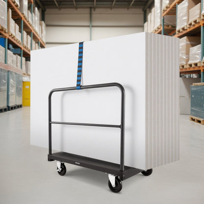 Drywall Cart Dolly, 816 kg Load Capacity, 2-in-1 Steel Panel Truck Cart with 12.5 mm Swivel Casters, 91.4 x 61 cm Platform Truck with 4 Side Handrails for Factory, Warehouse, Garage, Black