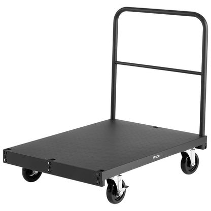 Drywall Cart Dolly, 816 kg Load Capacity, 2-in-1 Steel Panel Truck Cart with 12.5 mm Swivel Casters, 91.4 x 61 cm Platform Truck with 4 Side Handrails for Factory, Warehouse, Garage, Black
