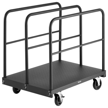 Drywall Cart Dolly, 816 kg Load Capacity, 2-in-1 Steel Panel Truck Cart with 12.5 mm Swivel Casters, 91.4 x 61 cm Platform Truck with 4 Side Handrails for Factory, Warehouse, Garage, Black