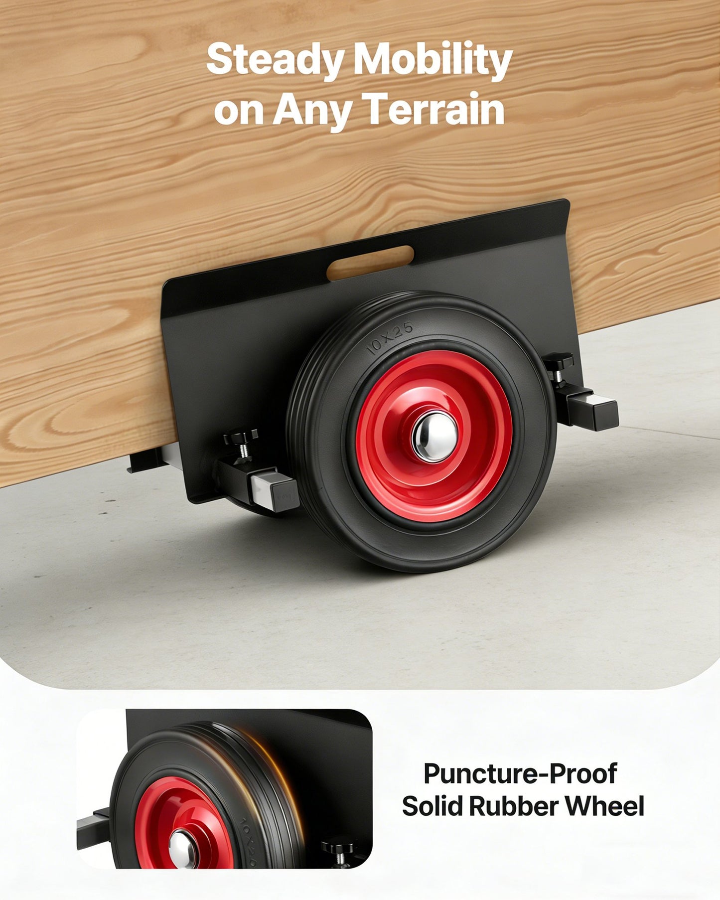 Panel Dolly, 453.6 kg Load Capacity, Drywall Mover with 25 cm Rubber Wheels Fits Different Terrain, Adjustable Clamp Panel Cart for Steel Panels, Mattress, Doors and Drywall Sheet, Black