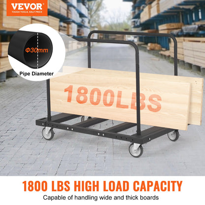 VEVOR Drywall Cart, 1800 LBS Panel Dolly Cart with 45.28" x 29.13" Deck and 5" Swivel