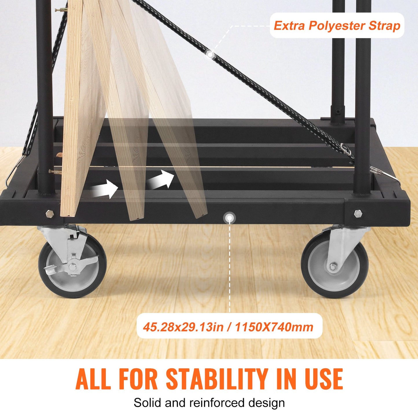 VEVOR Drywall Cart, 1800 LBS Panel Dolly Cart with 45.28" x 29.13" Deck and 5" Swivel