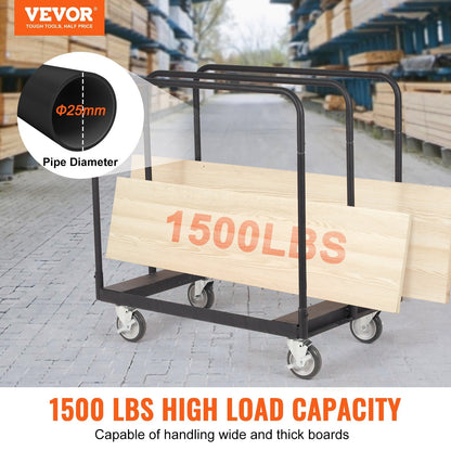 Heavy-Duty Drywall Cart with 5" Wheels, 680 kg Capacity, 0.9 x 0.6 m Deck
