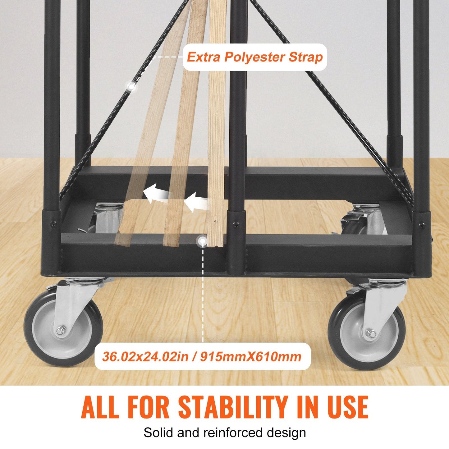 Heavy-Duty Drywall Cart with 5" Wheels, 680 kg Capacity, 0.9 x 0.6 m Deck
