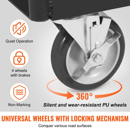 Heavy-Duty Drywall Cart with 5" Wheels, 680 kg Capacity, 0.9 x 0.6 m Deck