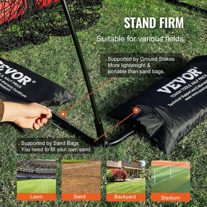 9-Pocket Baseball/Softball Pitching Net with Oversized Strike Zone, 0.91x0.76m