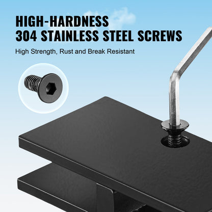 VEVOR Glass Clamp, 4 PCS Rectangle Glass Railing Bracket for 0.31 "-0.47 " Tempered