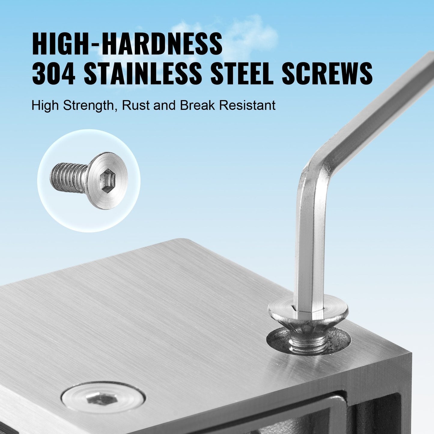 Stainless Steel Glass Railing Clamps, 4 PCS for 8-12mm Glass, Polished Finish