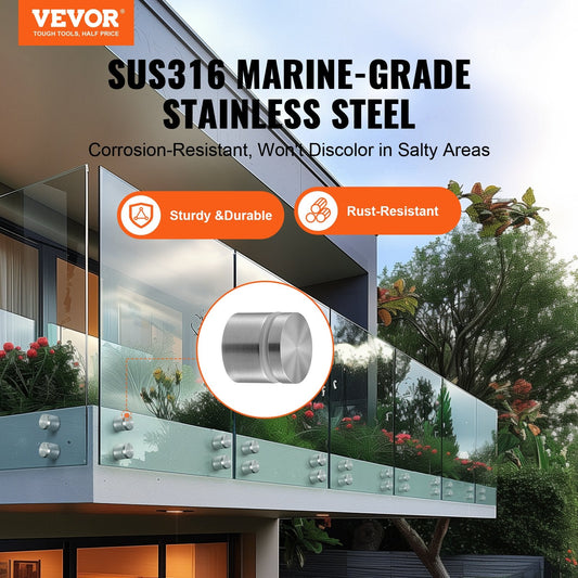 Stainless Steel Glass Railing Brackets, 10 PCS for 8-16mm Glass, Silver Finish