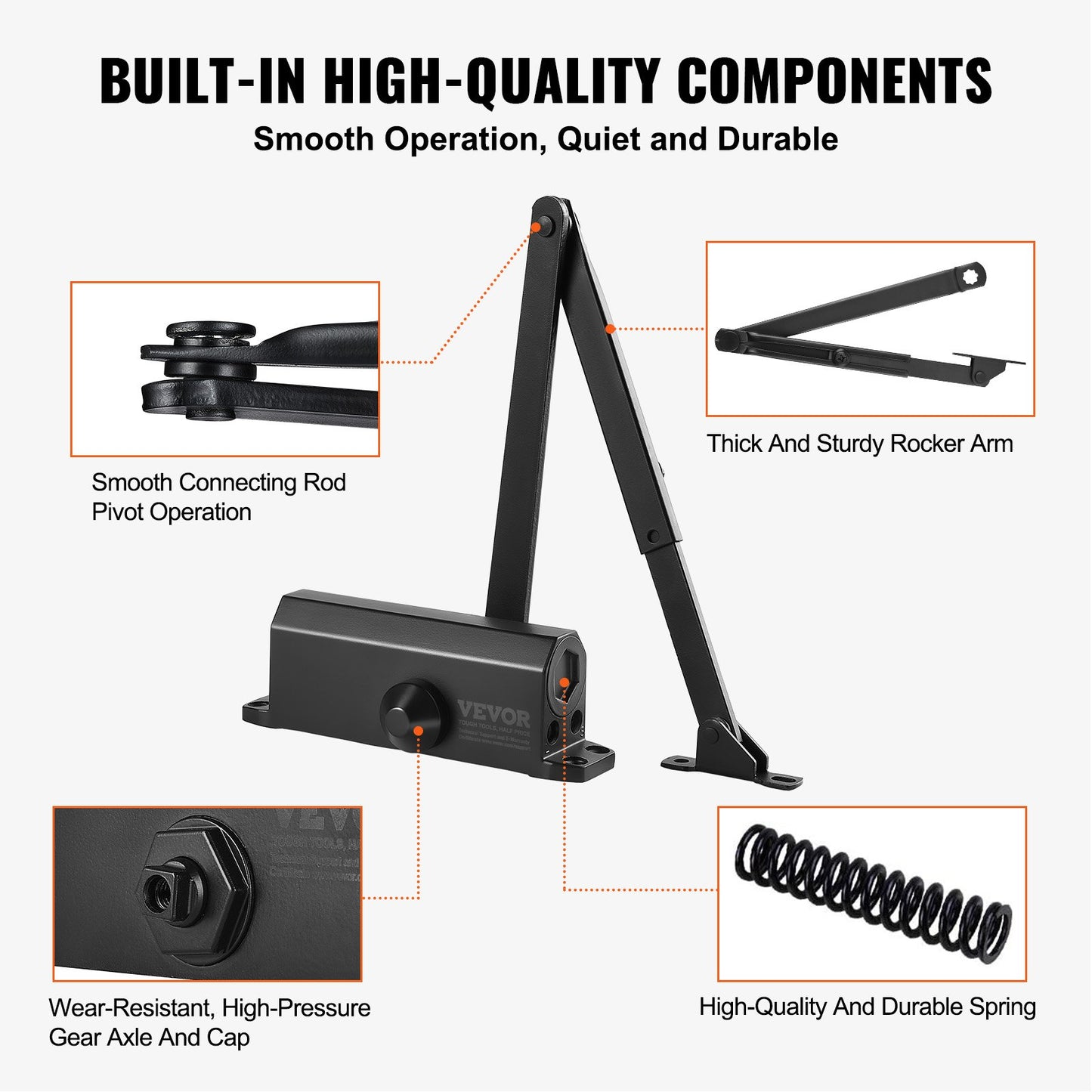 VEVOR 68 kg Commercial Door Closer Heavy Duty Residential Hydraulic Auto Black