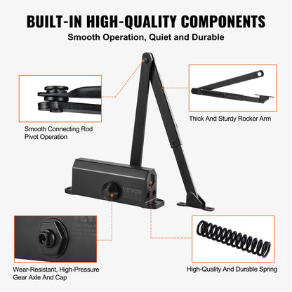 VEVOR 68 kg Commercial Door Closer Heavy Duty Residential Hydraulic Auto Black