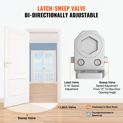 Heavy Duty Hydraulic Door Closer, 68 kg Load, Silver, for Commercial & Residential Use