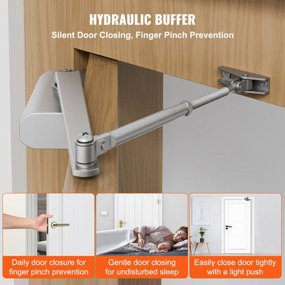 Automatic Hydraulic Door Closer, Heavy Duty Cast Aluminum, 85 kg Capacity